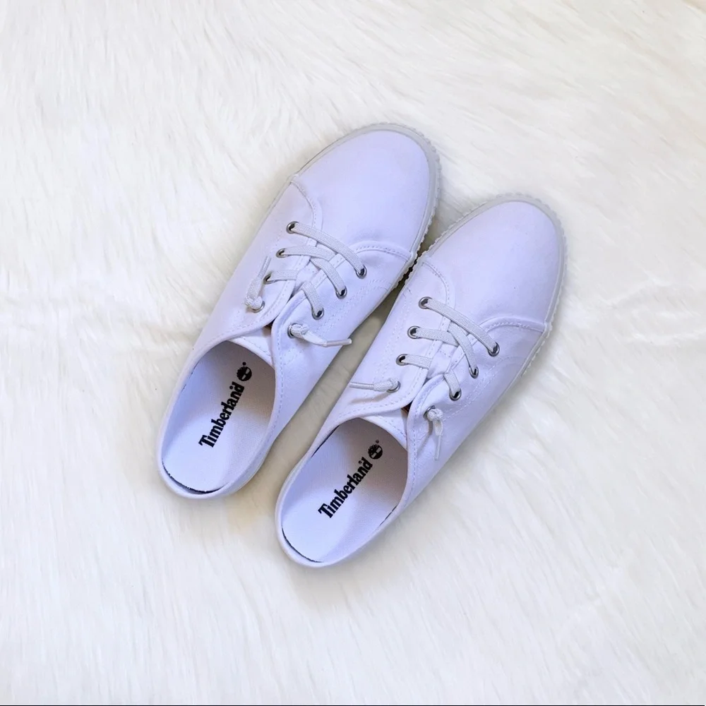 Timberland White Canvas Skyla Bay Mule Sneakers - Picture 2 of 7